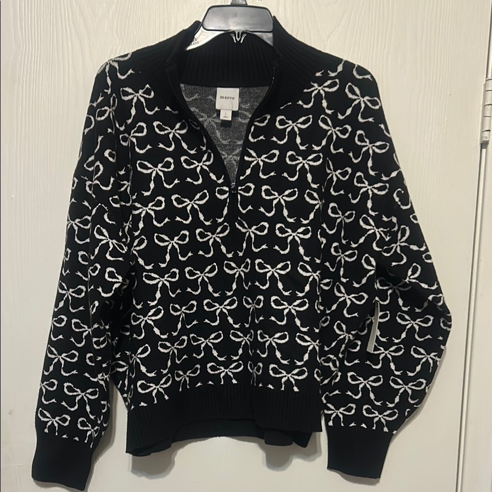 Maeve Montana Mock-neck  Sweater with Bow Pattern